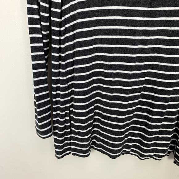 Ann Taylor Loft Grey White Stripe Knit Turtleneck Cowl Tunic Top S Small - Picture 6 of 9